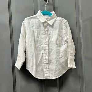 Janie and Jack Crisp White Linen Button Down Shirt